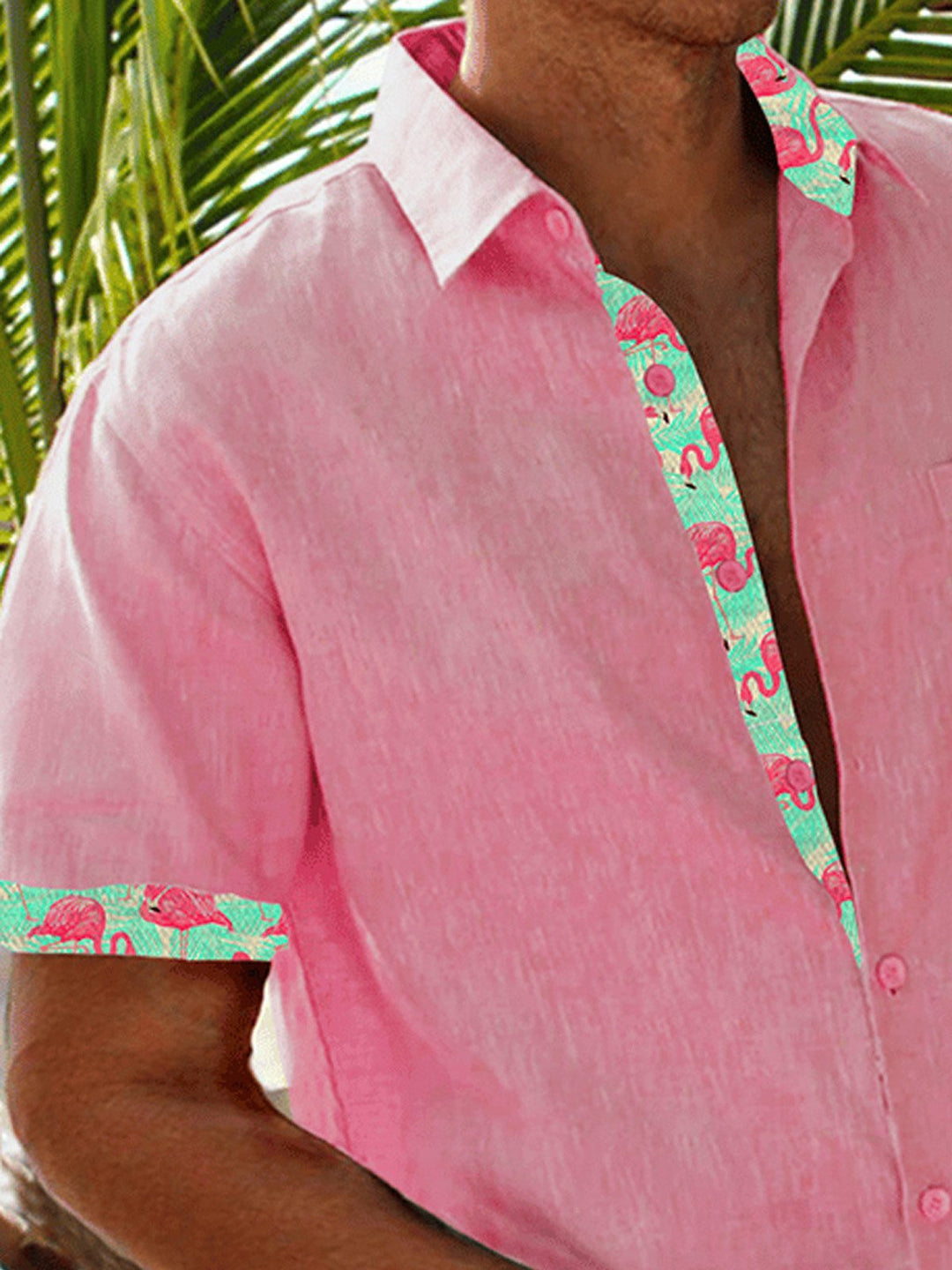 Camisa de hombre Alohadaddy Beach Holiday Flamingo Pink Pocket Basics Camisa de campamento Big Tall
