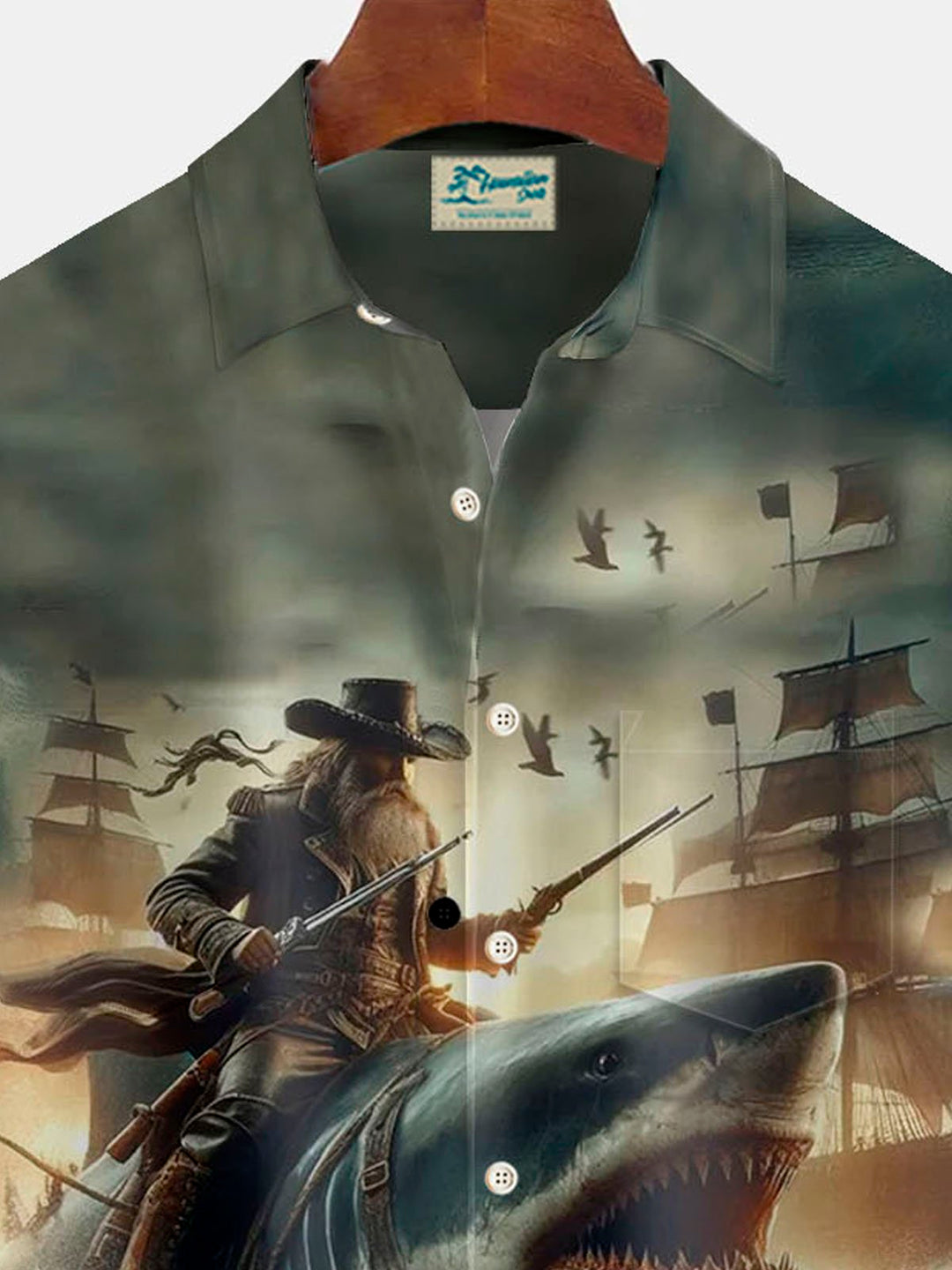 Alohadaddy Vintage Pirate Shark Nautical 3D Print Men&