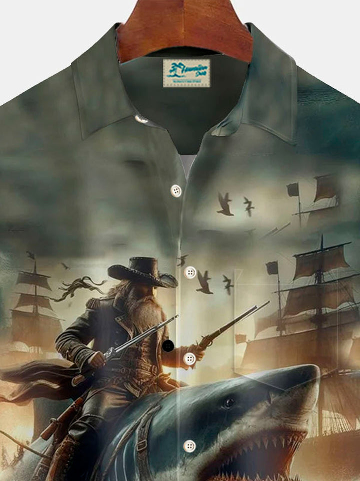 Alohadaddy Vintage Pirate Shark Nautical 3D Print Men&