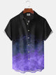 Alohadaddy Hawaiian Starry Sky Gradient Print Art Pocket Button Elastic Oversized Shirt