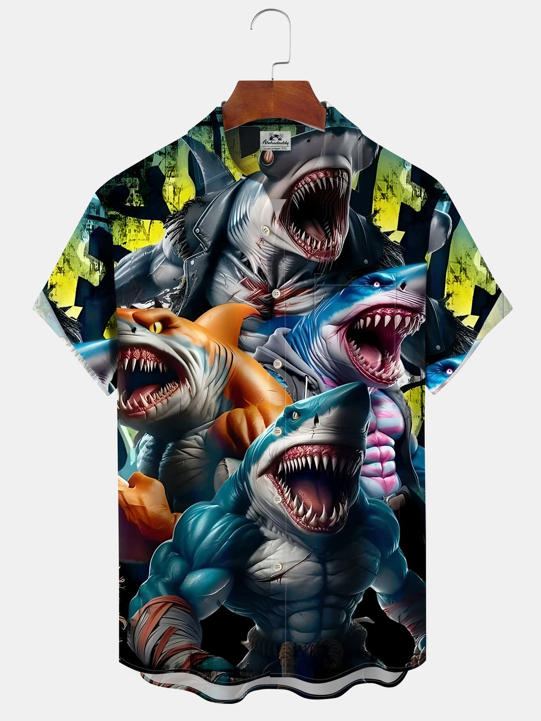 Alohadaddy Casual Series Shark Button Pocket Stretch Large Size Short Sleeve Shirt