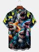 Alohadaddy Casual Series Shark Button Pocket Stretch Large Size Short Sleeve Shirt