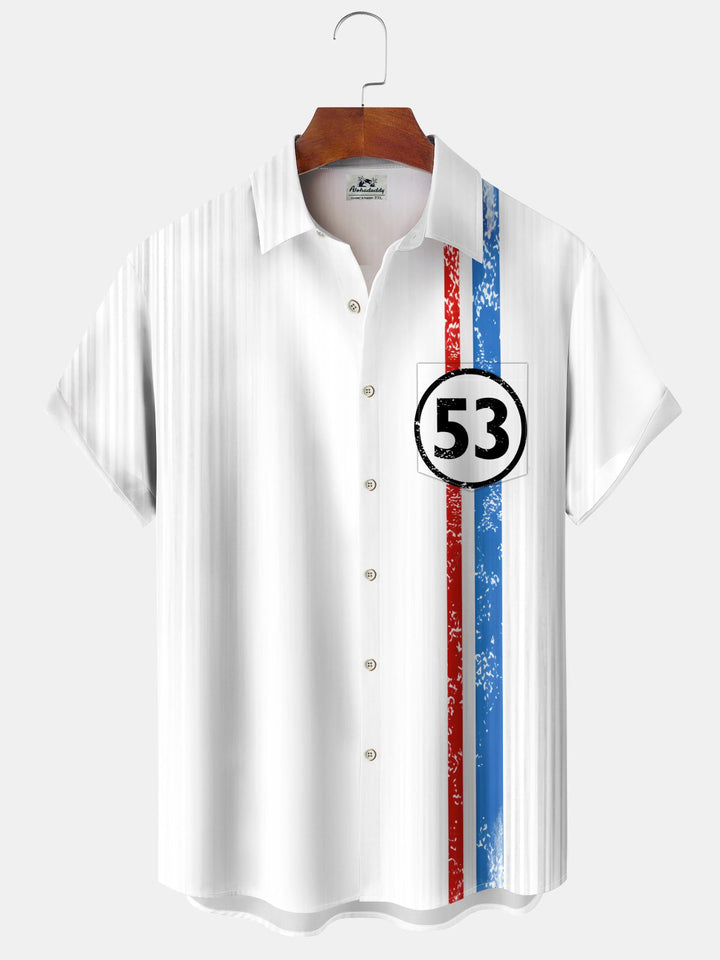 Alohadaddy Casual Stripes Digital Print Art Buttons Cardigan Pockets Stretch Oversized Short Sleeve Shirt