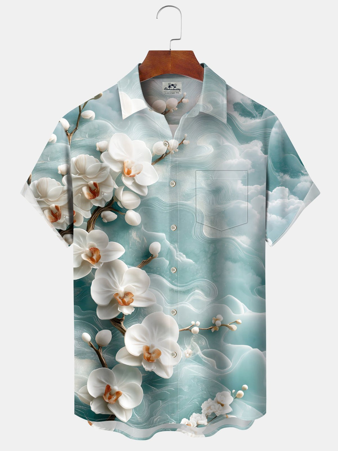 Alohadaddy Hawaiian Daily Casual Flowers Print Art Buttons Pockets Cardigan Stretch Large Size Short Sleeve Shirt