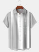 Alohadaddy Casual Collection Moisture-wicking Stripes Print Chest Pocket Stretch Oversized Hawaiian Short Sleeve Shirt