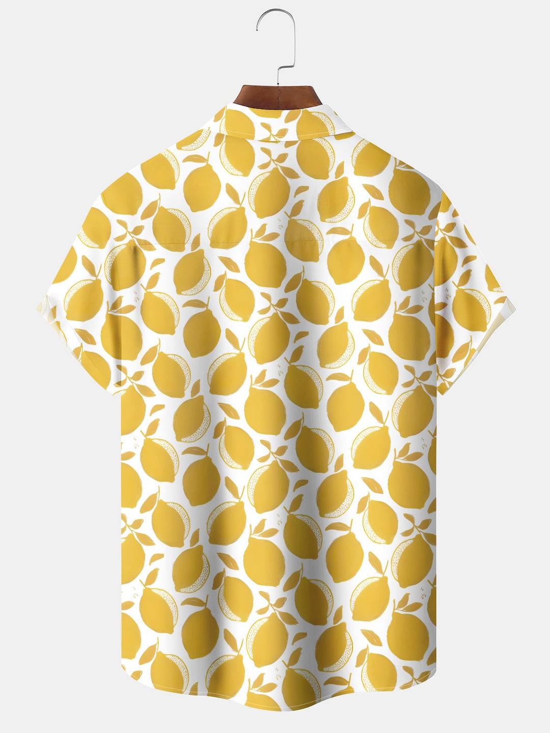 Alohadaddy® Casual Fruit Lemon Art Print Chest Pocket Elasticity Hawaiian Short Sleeve Shirt Big &amp; Tall