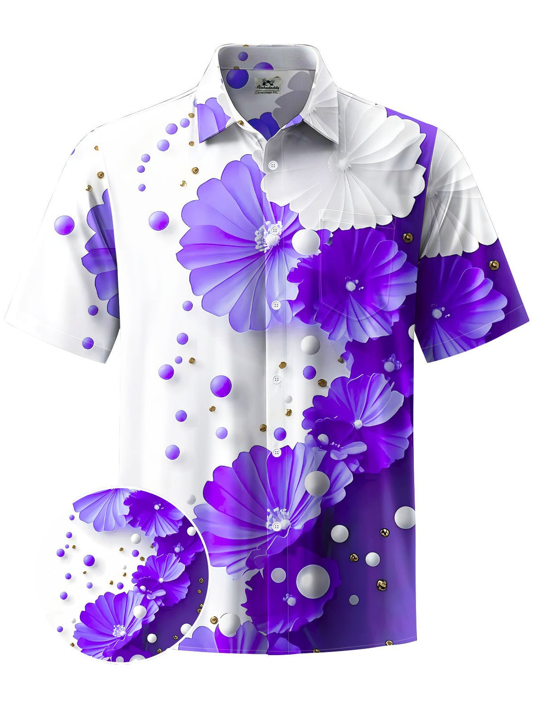 Alohadaddy® Casual Floral Print Chest Pocket Men&