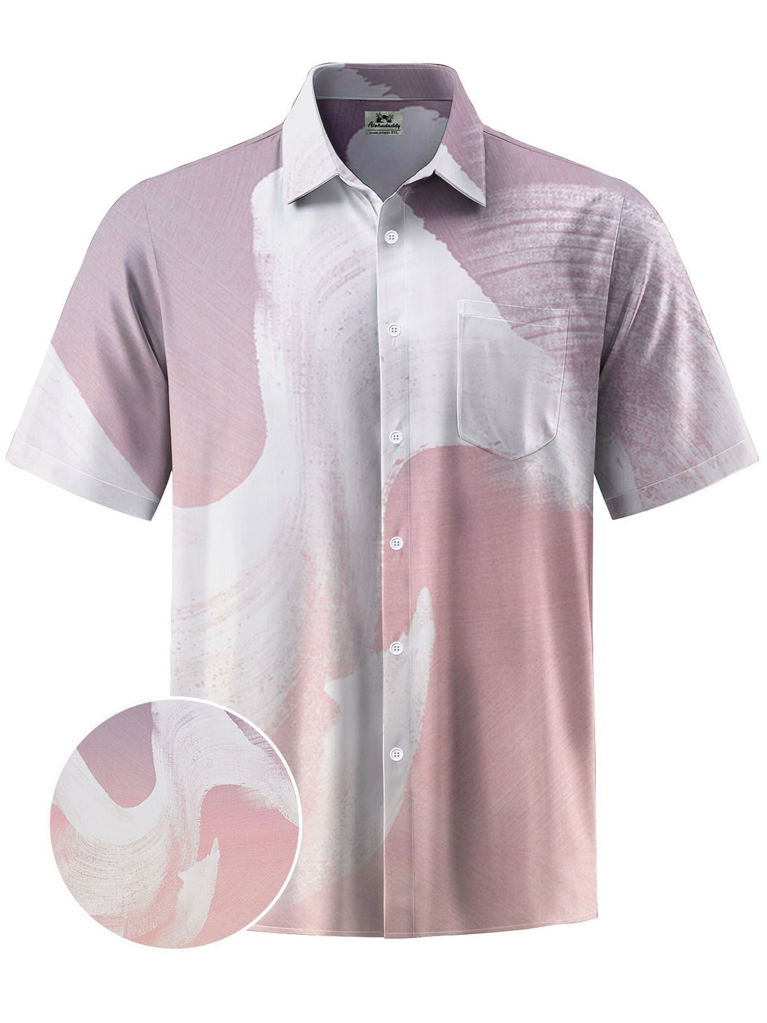 Alohadaddy® Casual Abstract Print Chest Pocket Men Short Sleeve Shirt Big &amp; Tall