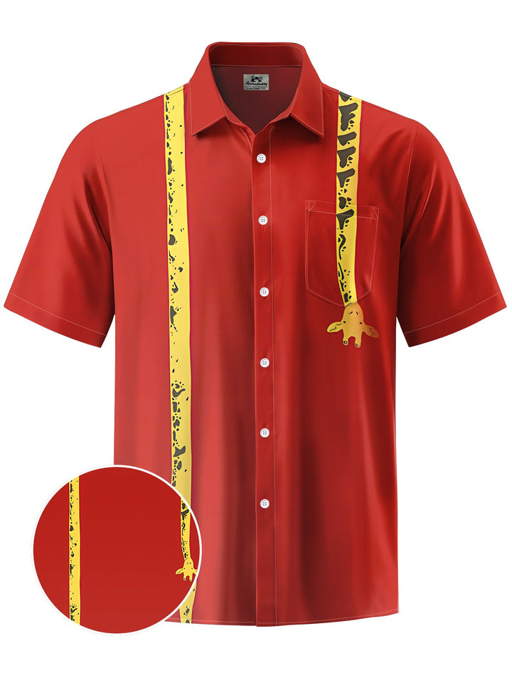 Alohadaddy® Casual Giraffe Art Print Chest Pocket Mens Short Sleeve Shirt Big &amp; Tall