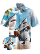Alohadaddy® Hawaii Shark Beach Vacation Art Print Chest Pocket Men's Short Sleeve Shirt Big & Tall