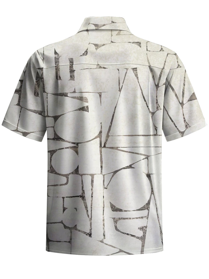 Alohadaddy® Casual Abstract Art Print Chest Pocket Men&