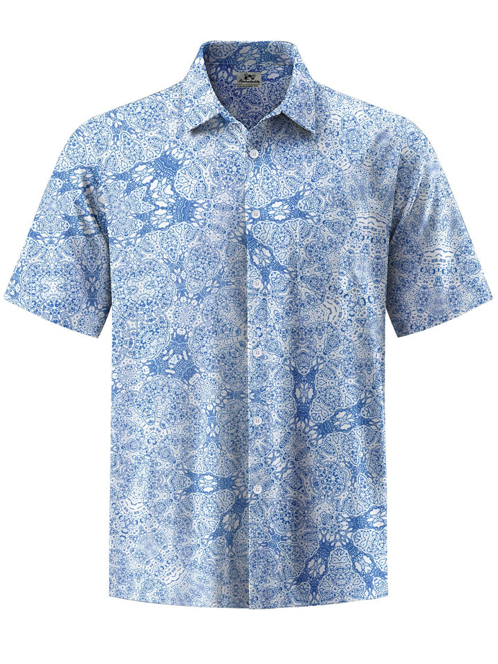 Alohadaddy® Hawaiian Pattern Art Print Chest Pocket Men&