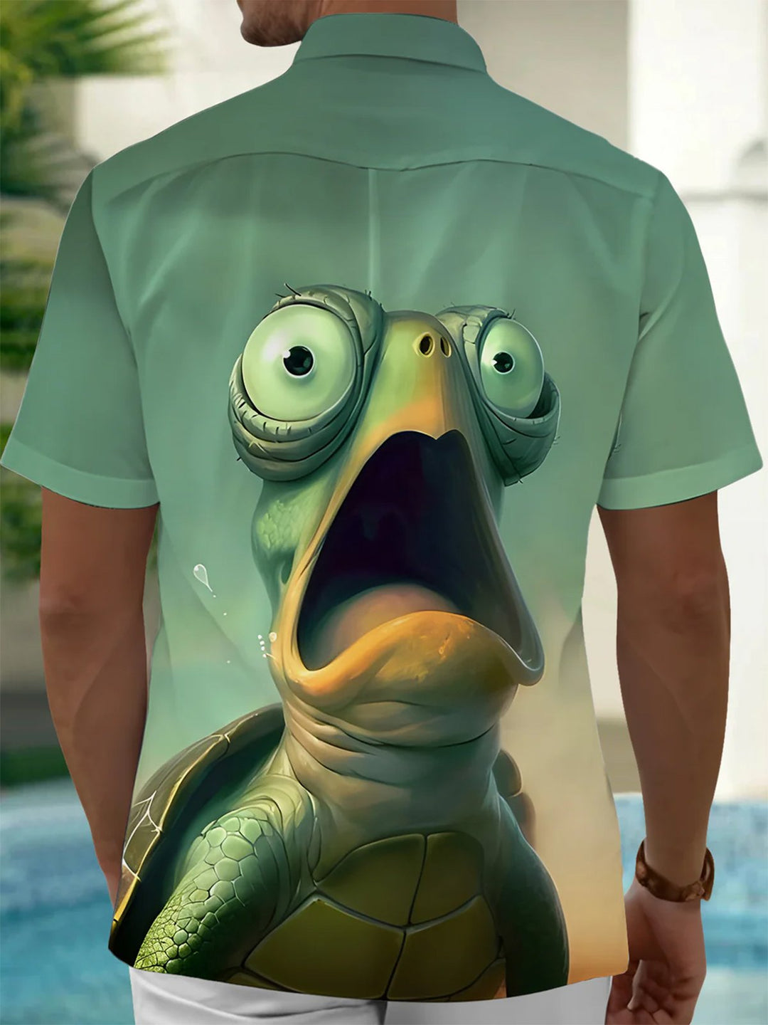 Alohadaddy® Vintage Turtle Art Print Moisture Wicking Mens Short Sleeve Shirt Big &amp; Tall