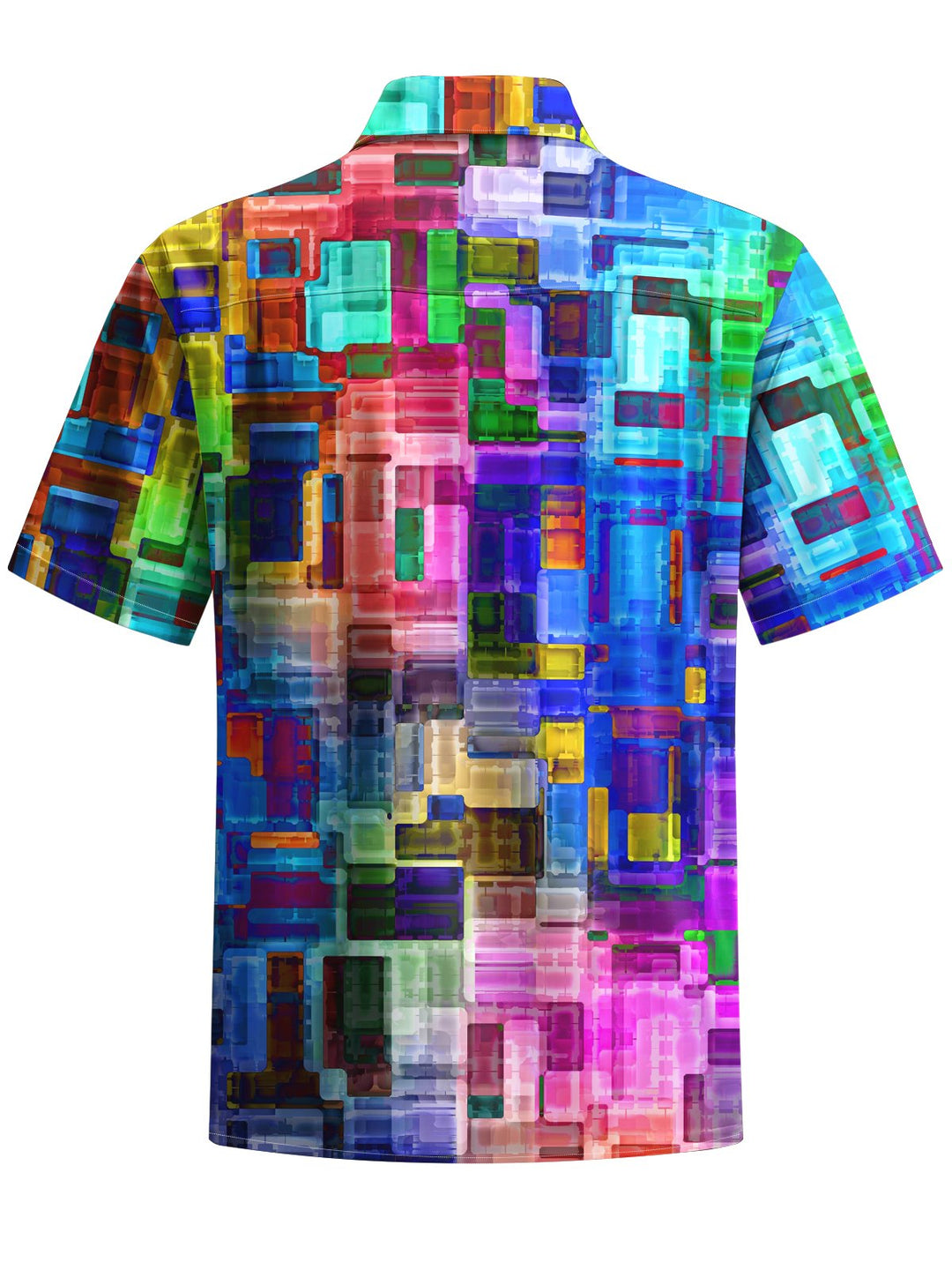 Alohadaddy® Geometric Contrast Art Print Chest Pocket Mens Short Sleeve Shirt Big &amp; Tall