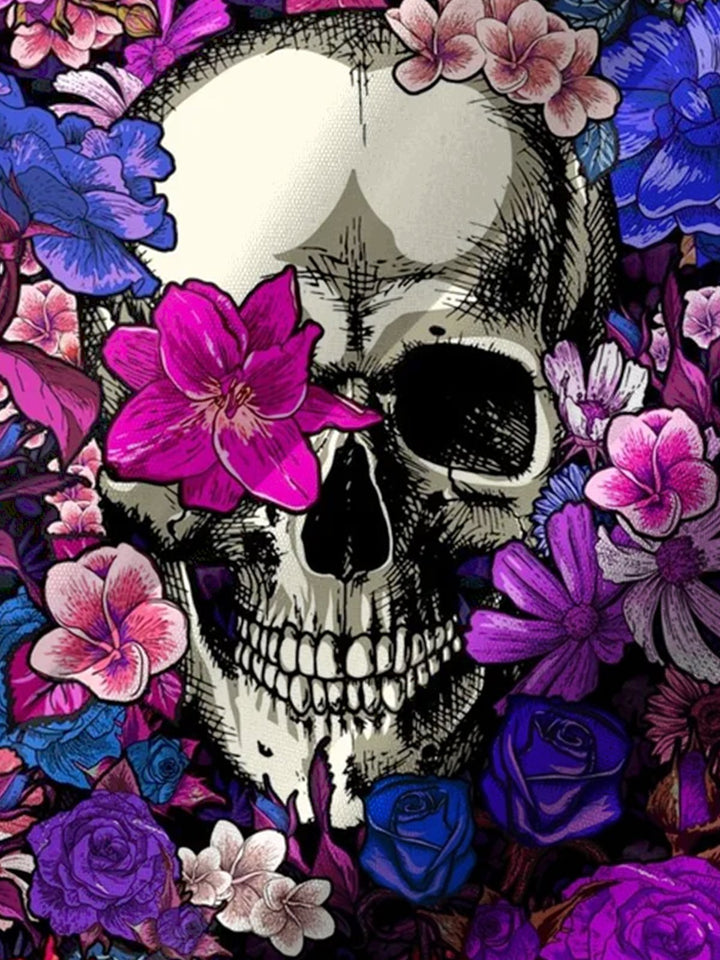 Alohadaddy® Hawaiian floral skull print chest pocket men&