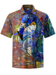 Alohadaddy® Vintage Flamingo Painting Art Print Chest Pocket Men's Short Sleeve Shirt Big & Tall