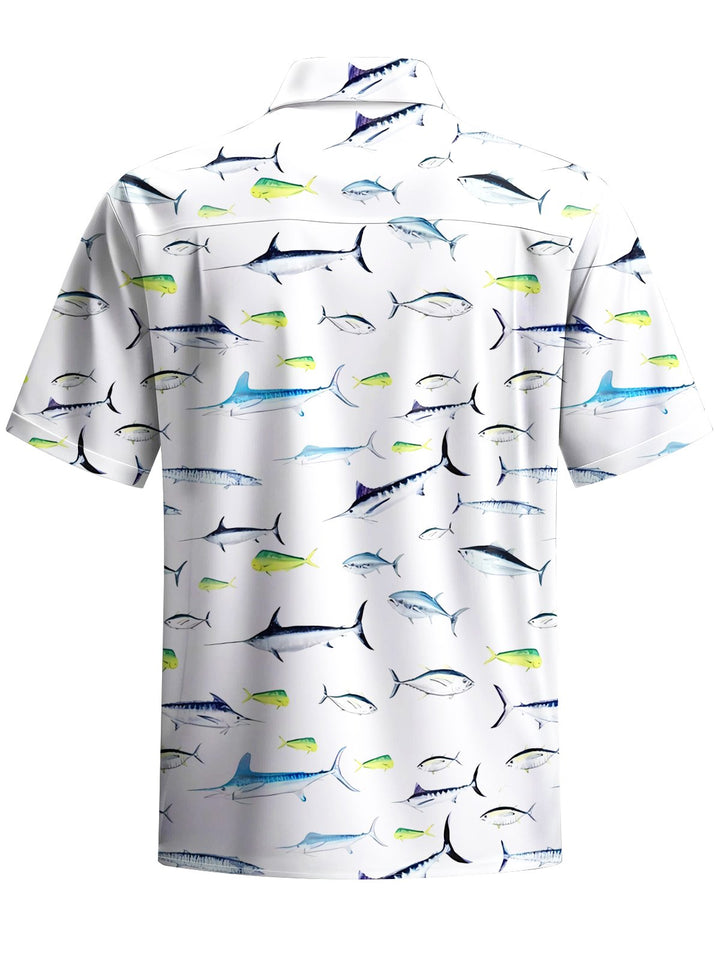 Alohadaddy® Hawaiian Fish Art Print Chest Pocket Men&