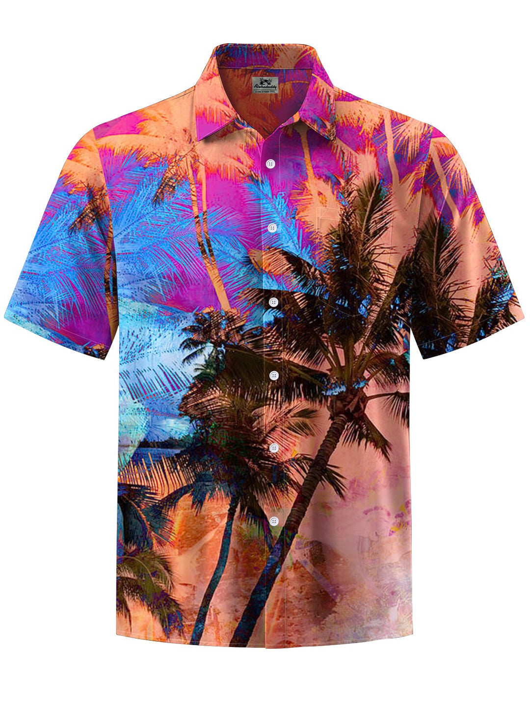 Alohadaddy® Hawaiian Palm Tree Art Print Chest Pocket Men&