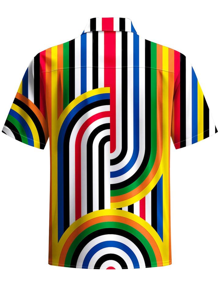 Alohadaddy® Casual Striped Contrast Color Print Art Men&