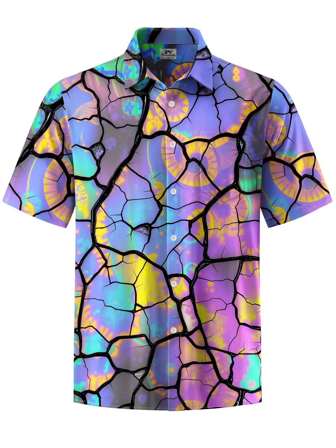 Alohadaddy® Casual Geometric Art Print Chest Pocket Stretch Men&