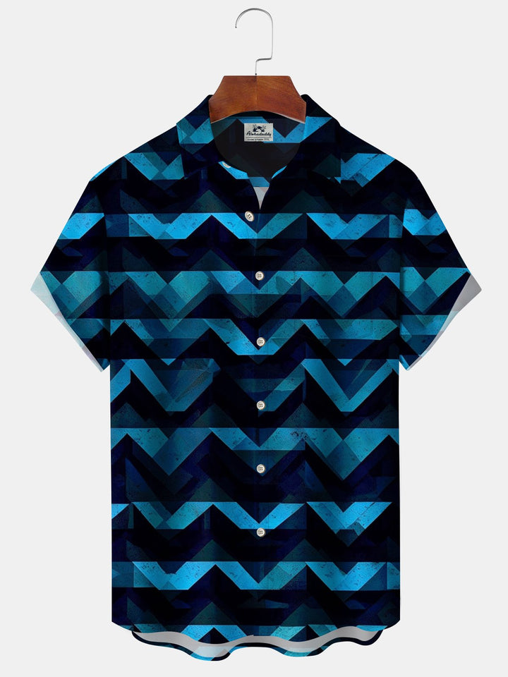 Alohadaddy® Vintage Geometric Print Pocket Stretch Button Men&