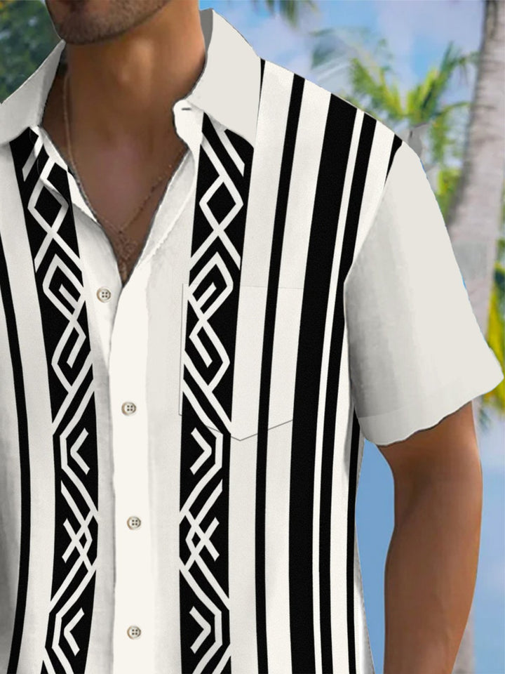 Alohadaddy® Casual Stripe Printed Pocket Stretch Men&