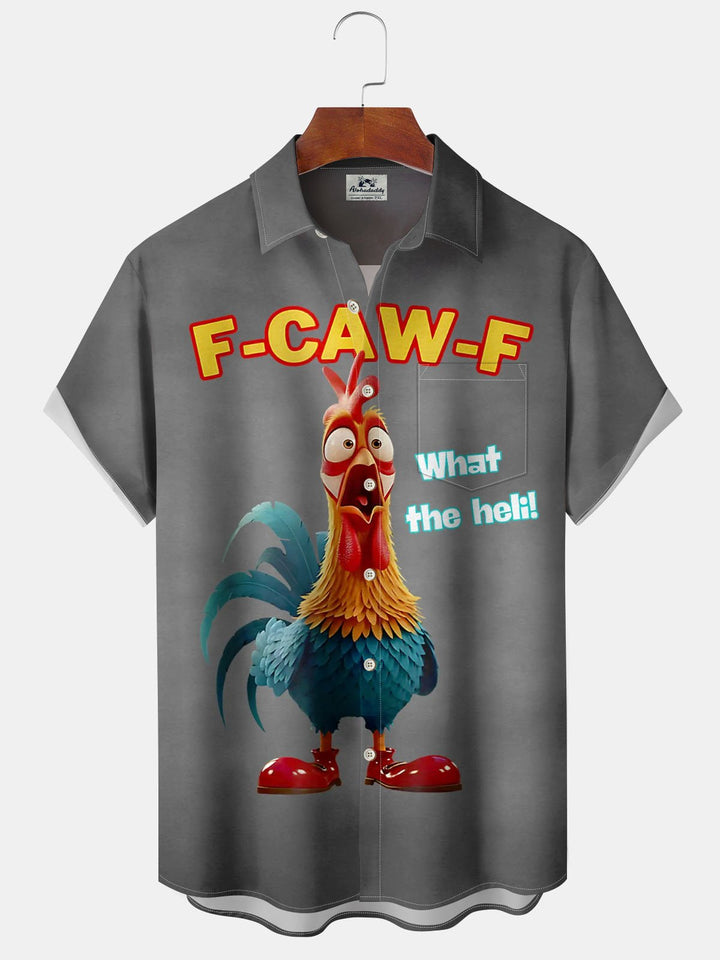 Alohadaddy® Retro Rooster Cartoon Print Pocket Stretch Men&