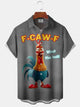 Alohadaddy® Retro Rooster Cartoon Print Pocket Stretch Men's Short Sleeve Shirt Big & Tall