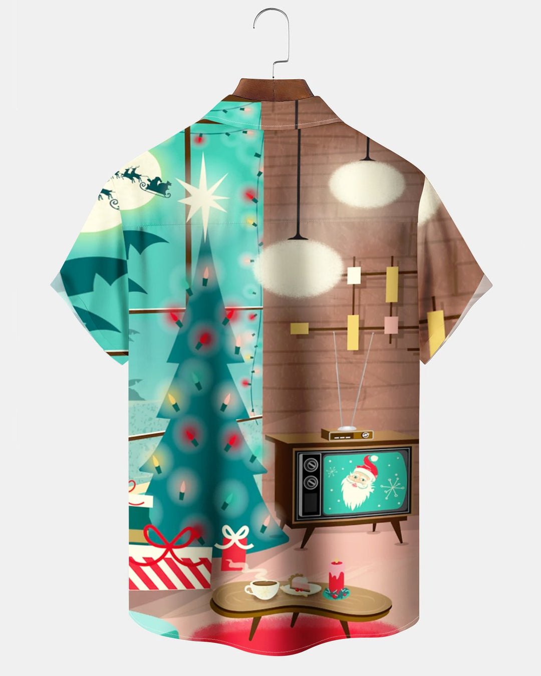 Alohadaddy® Christmas Retro Mid-Century Geometric Print Pocket Elastic Button Men&
