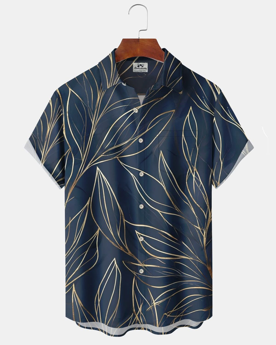 Alohadaddy® Vintage Leaf Art Print Pocket Elastic Button Men&