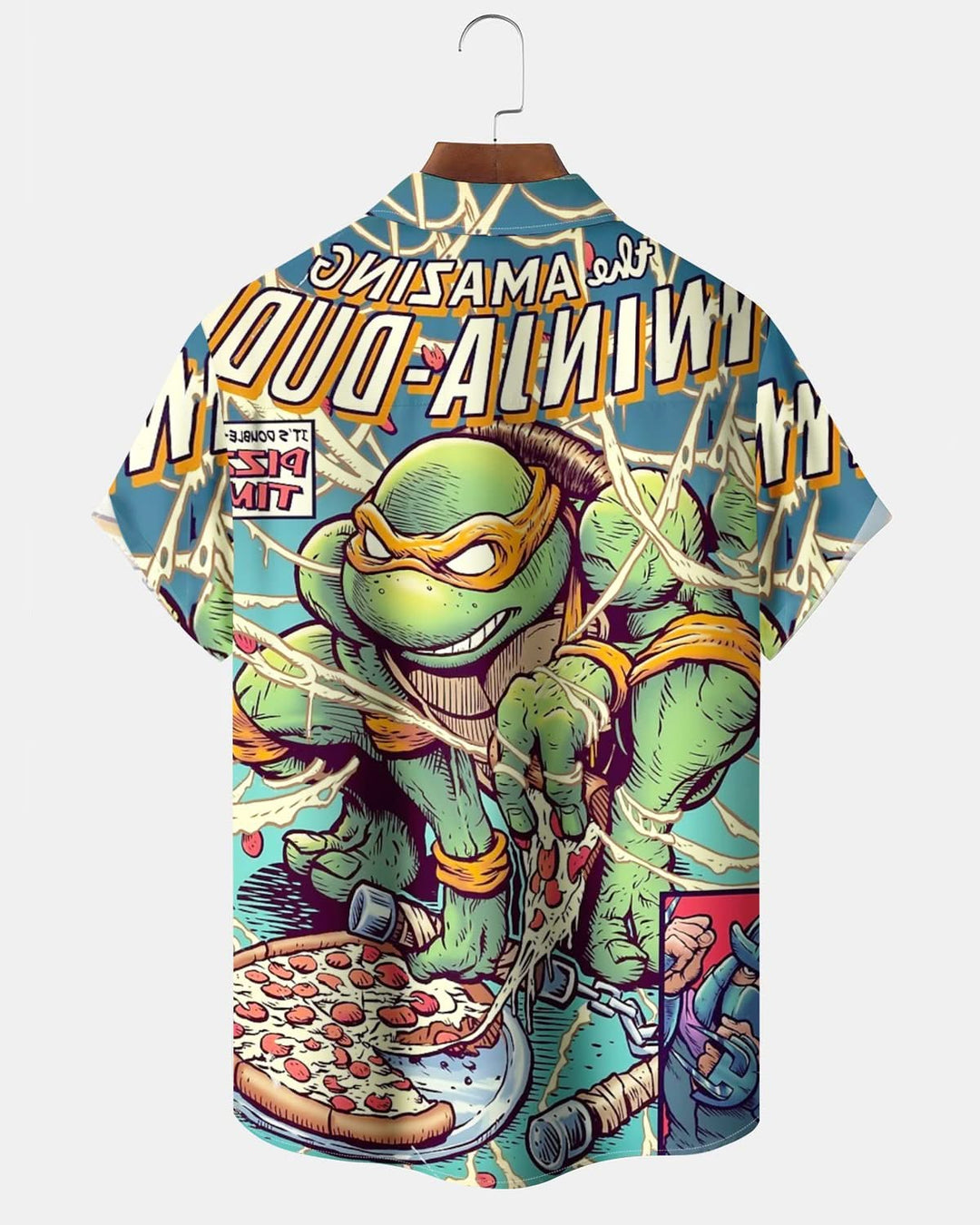 Alohadaddy® Vintage Teenage Mutant Ninja Turtles Print Art Pocket Button Men&