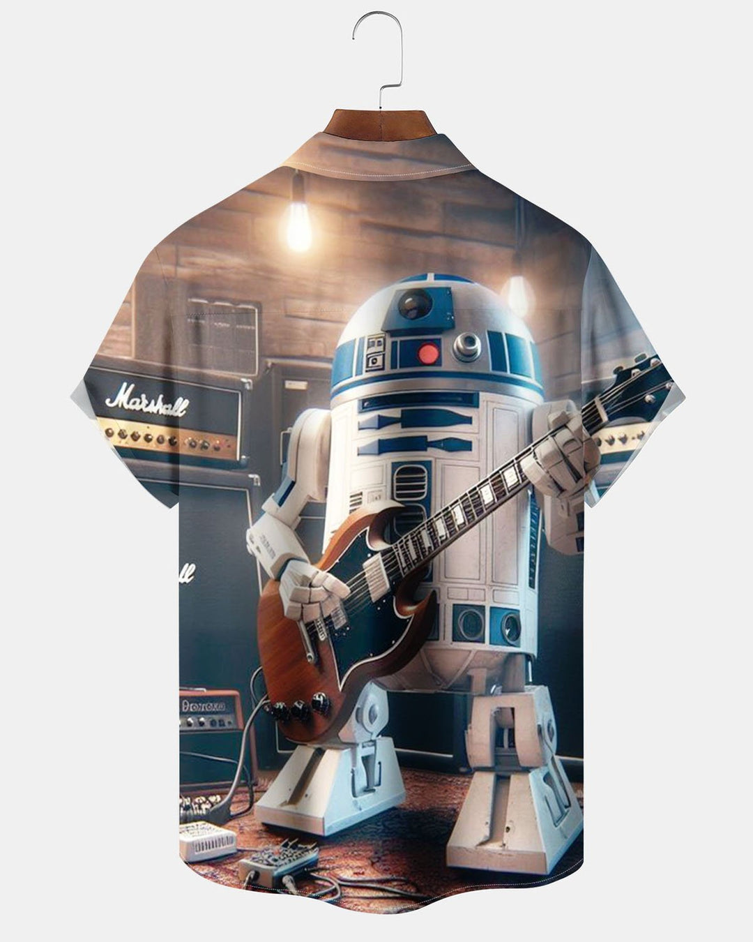 Alohadaddy® Retro Robot Guitar Print Art Stretch Men&