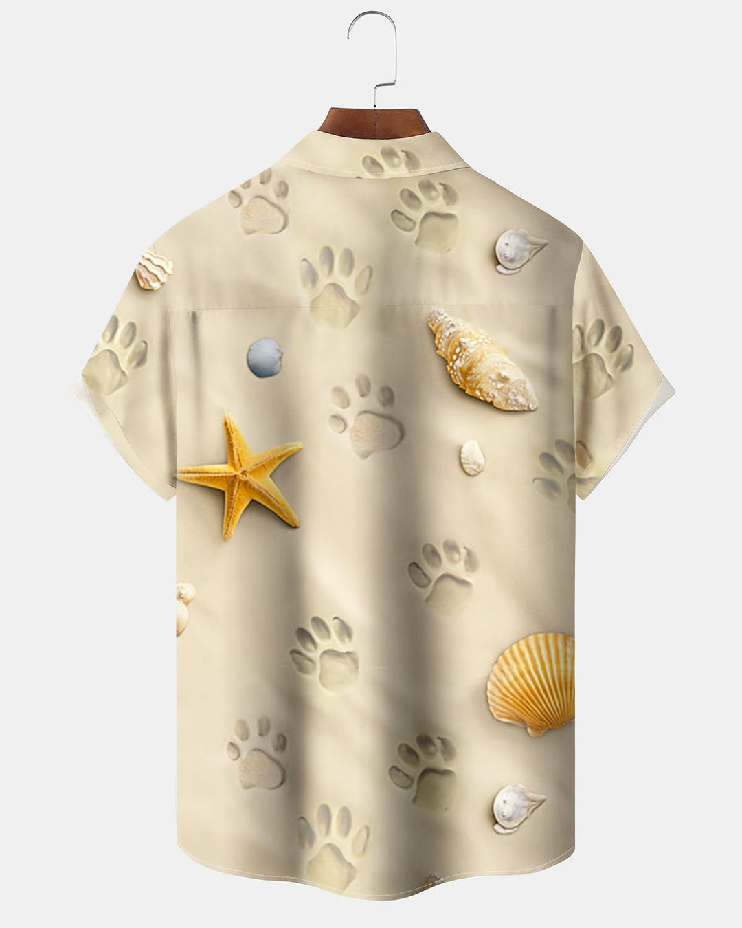 Alohadaddy® Hawaiian Beach Seashell Print Art Button-Down Pocket Men&