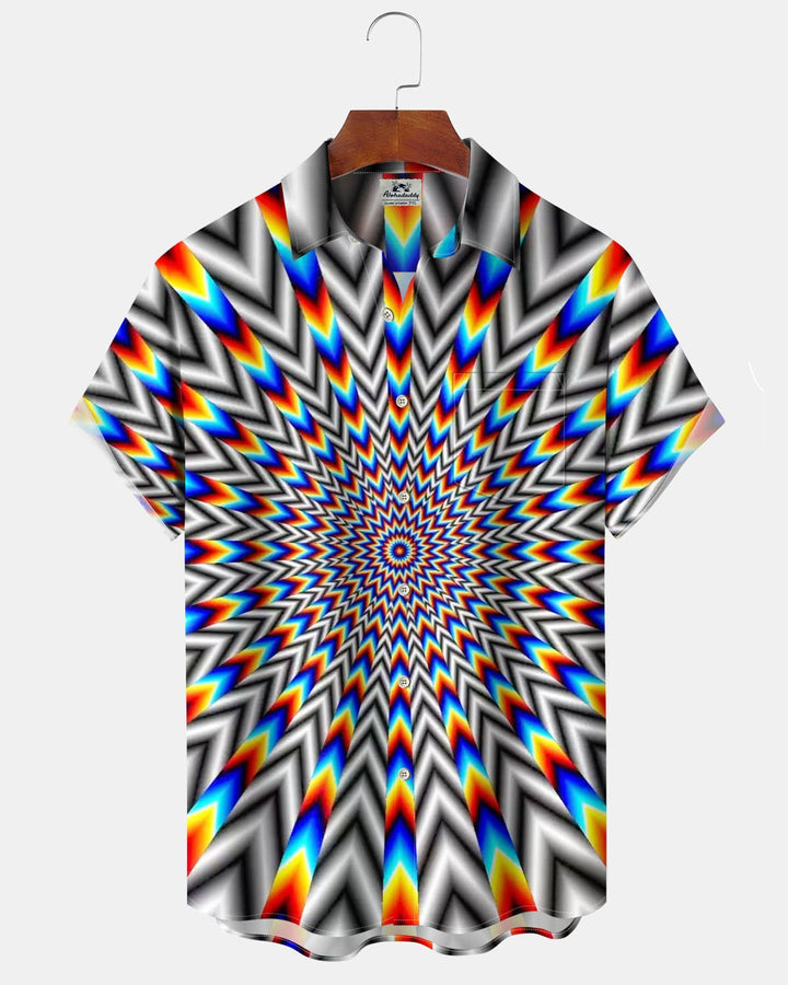 Alohadaddy® Casual Geometric Abstract Print Art Button Pocket Men&