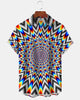 Alohadaddy® Casual Geometric Abstract Print Art Button Pocket Men's Short-Sleeve Shirt Big & Tall