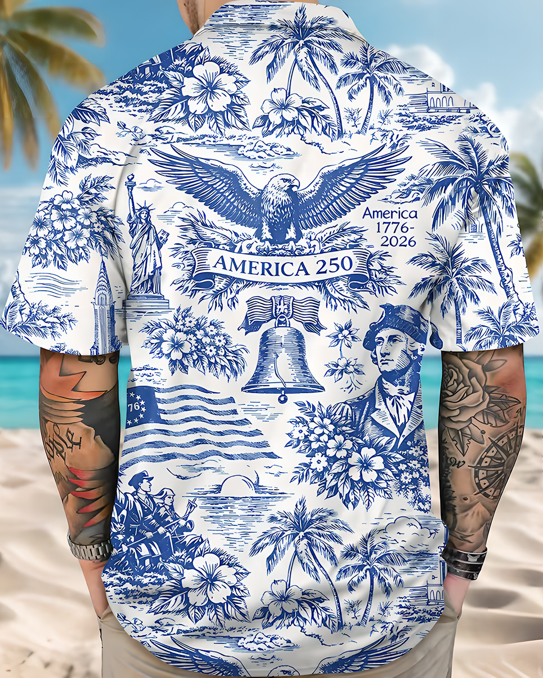 Alohadaddy® Casual American 250th Anniversary Print Art Button Pocket Cardigan Men&