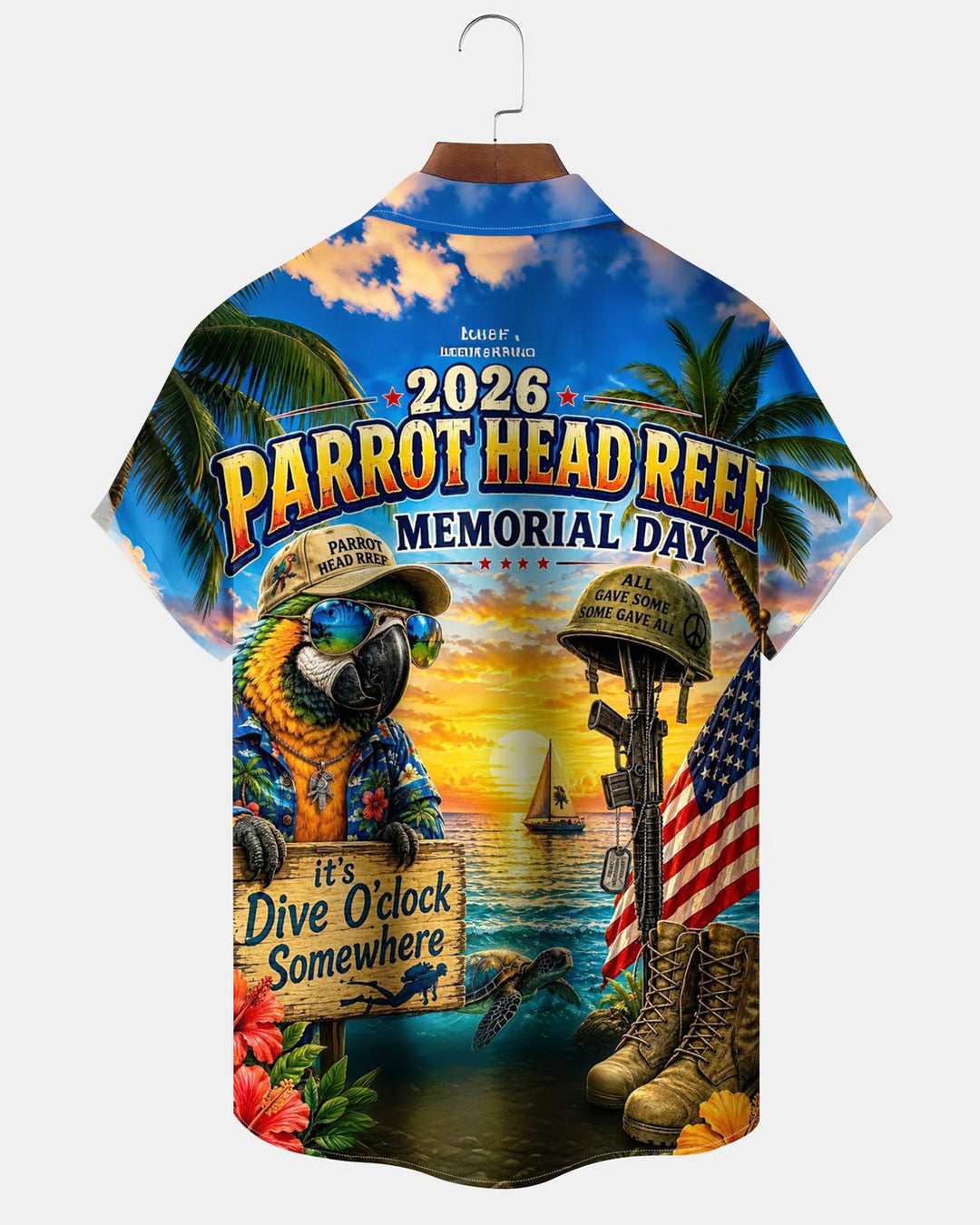 Alohadaddy® Hawaiian Parrot Print Art Button Pocket Cardigan Men&