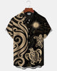 Alohadaddy® Men's Short-Sleeve Cardigan Shirt with Sea Turtle Art Print and Pocket