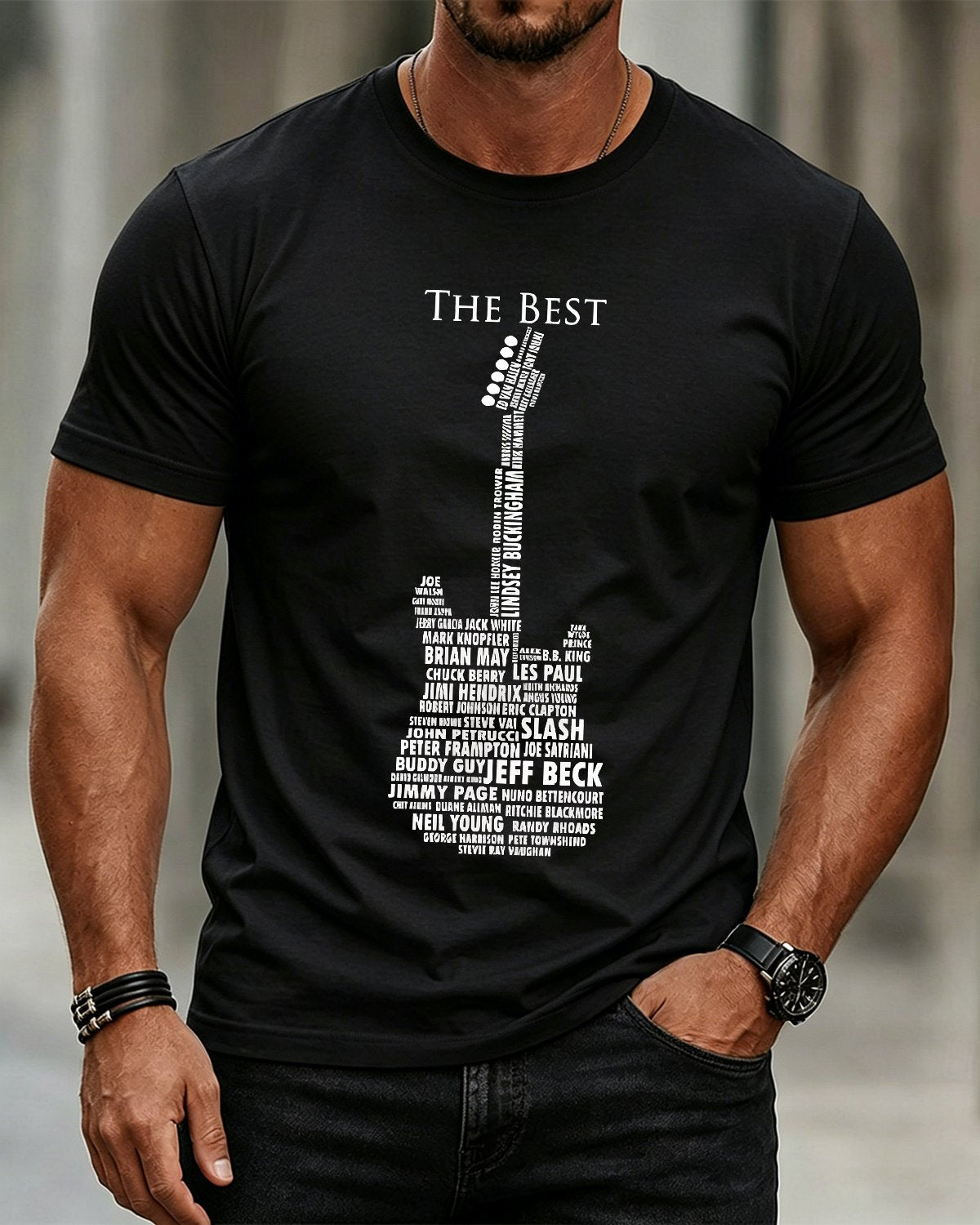 Alohadaddy® Casual Music-Print Crew-Neck Short-Sleeve T-Shirt