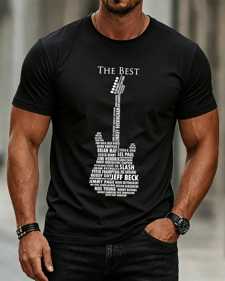 Alohadaddy® Casual Music-Print Crew-Neck Short-Sleeve T-Shirt