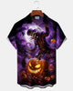 Alohadaddy® Holiday Halloween Graphic Print Button-Down Pocket Cardigan-Style Men's Short-Sleeve Shirt