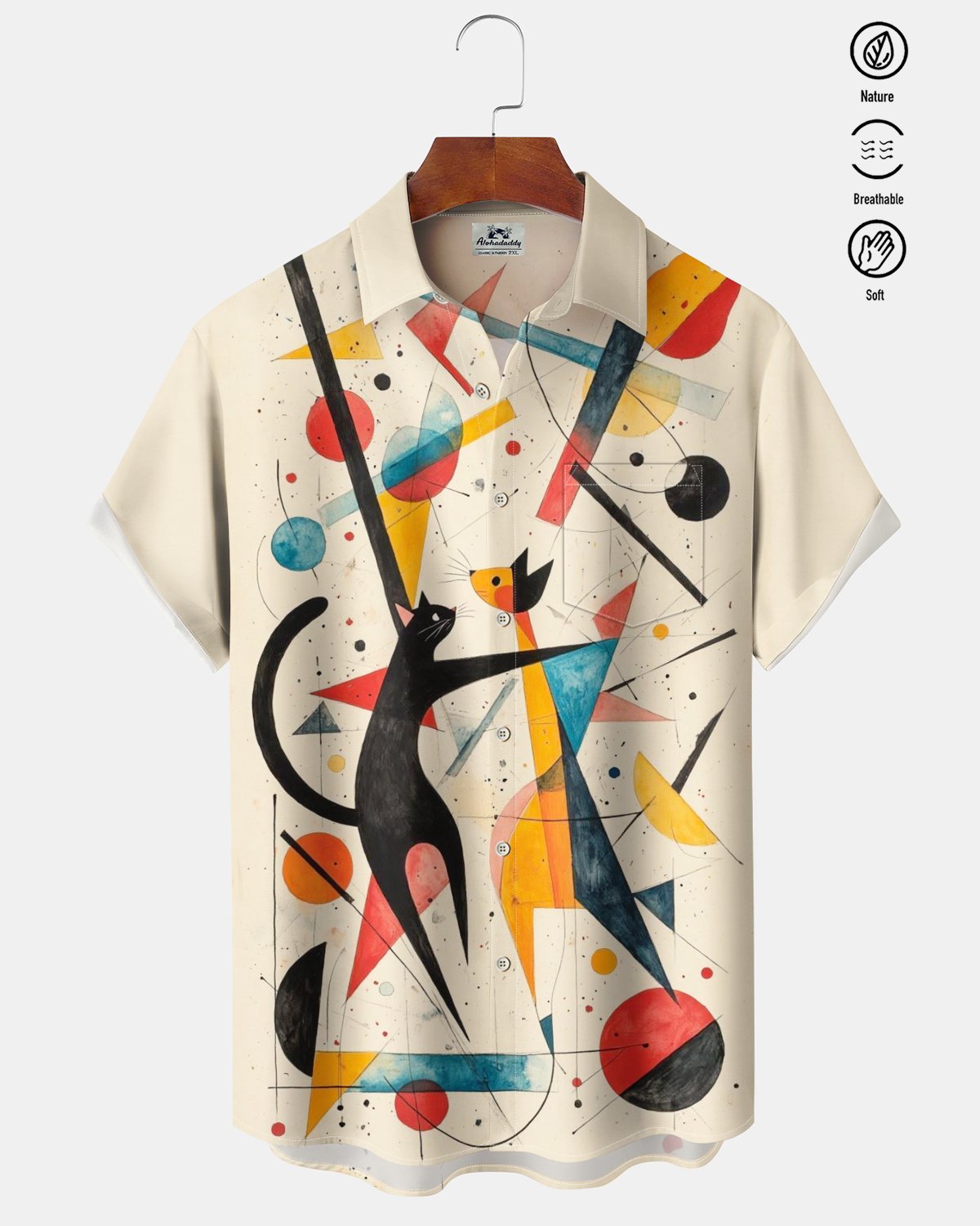 Alohadaddy® Men's Casual Short-Sleeve Button-Down Shirt with Pocket  Atomic Print Art