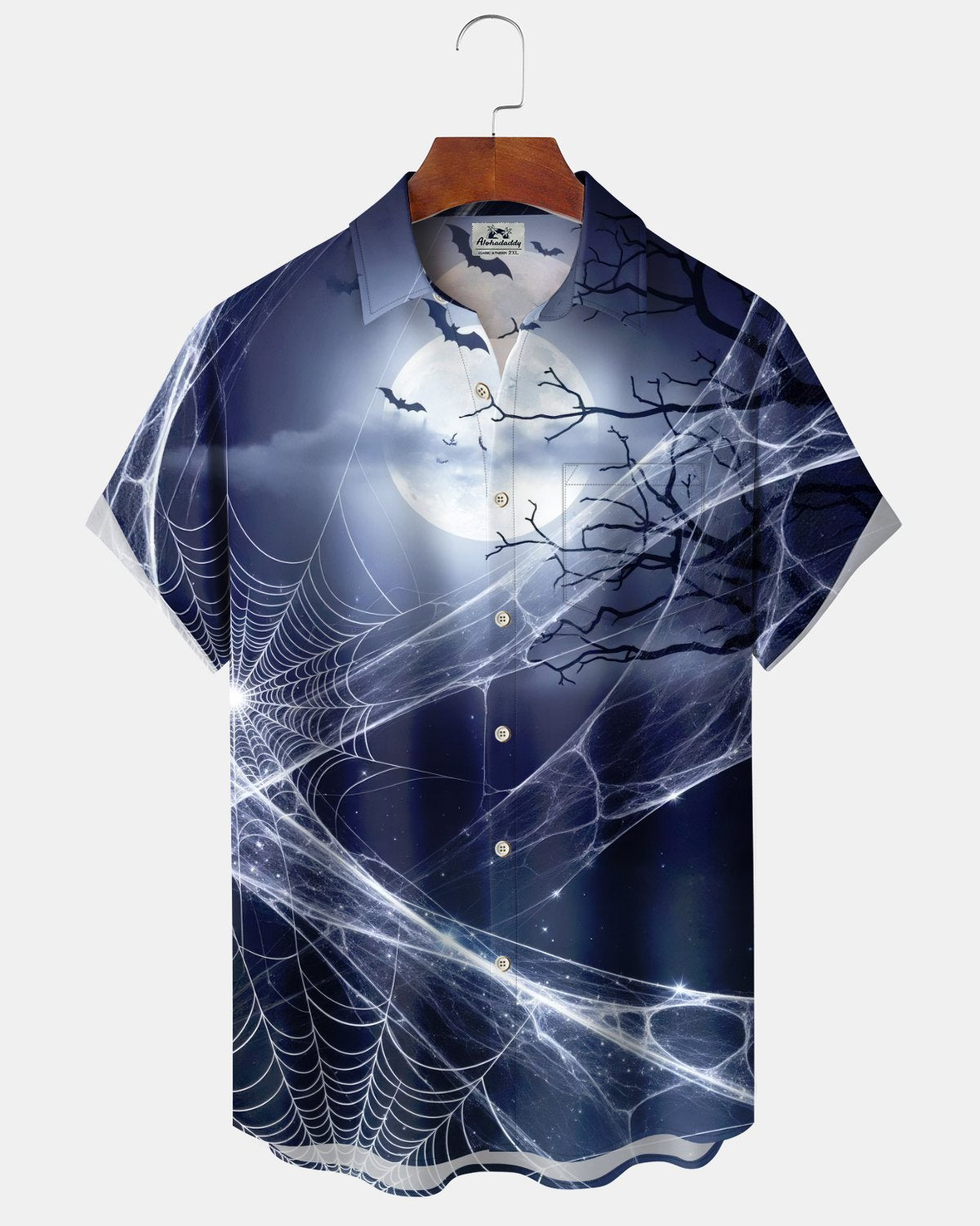 Alohadaddy® Men's Short-Sleeve Button-Down Shirt  Holiday/Halloween Graphic Print with Pocket