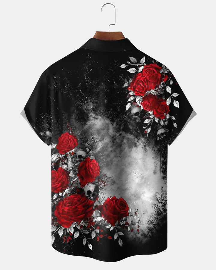 Alohadaddy® Holiday/Halloween Print Button-Down Short-Sleeve Shirt with Pocket