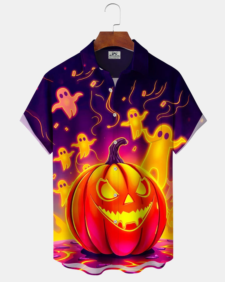 Alohadaddy® Holiday Halloween Graphic Print Button-Down Pocket Cardigan-Style Men&