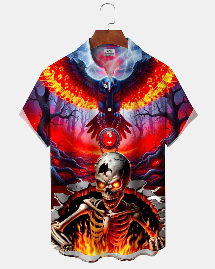 Alohadaddy® Holiday Halloween Graphic Print Button-Down Pocket Cardigan-Style Men&