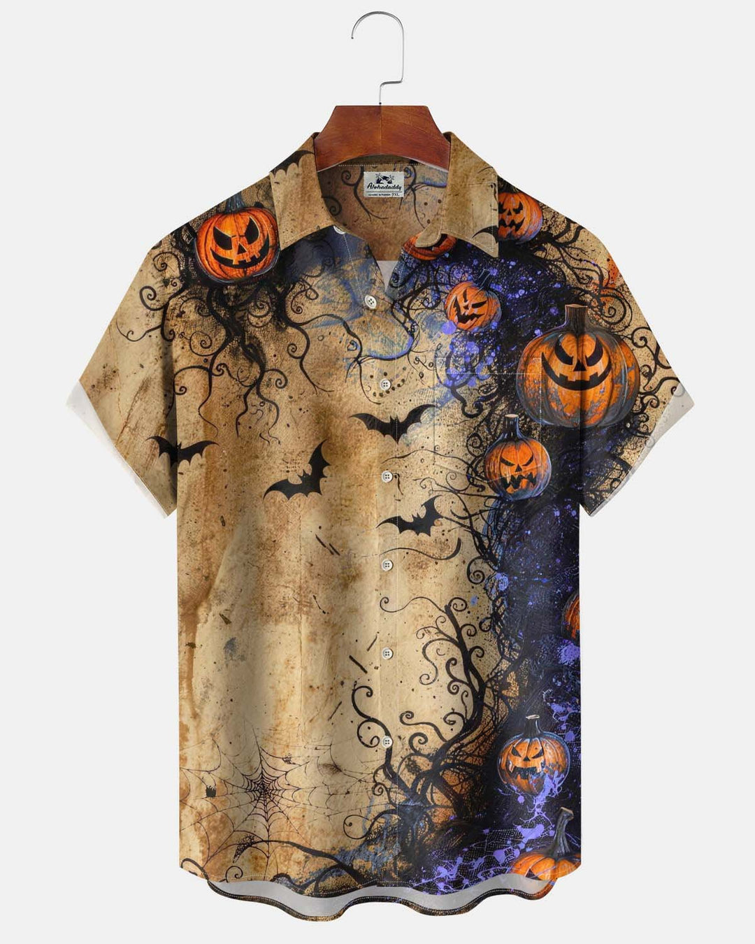 Alohadaddy® Holiday/Halloween Print Button-Down Short-Sleeve Shirt with Pocket