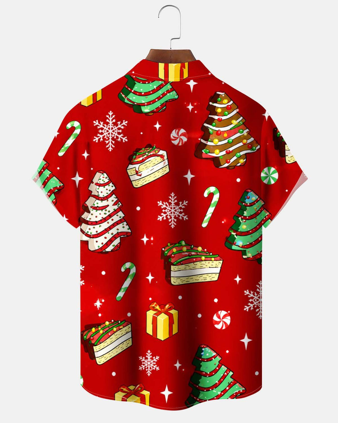 Alohadaddy® Holiday/Christmas Print Button-Down Short-Sleeve Shirt with Pocket for Men