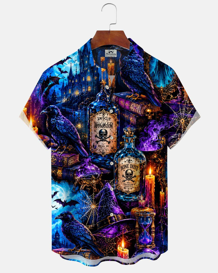 Alohadaddy® Holiday Halloween Graphic Print Button-Down Pocket Cardigan-Style Men&