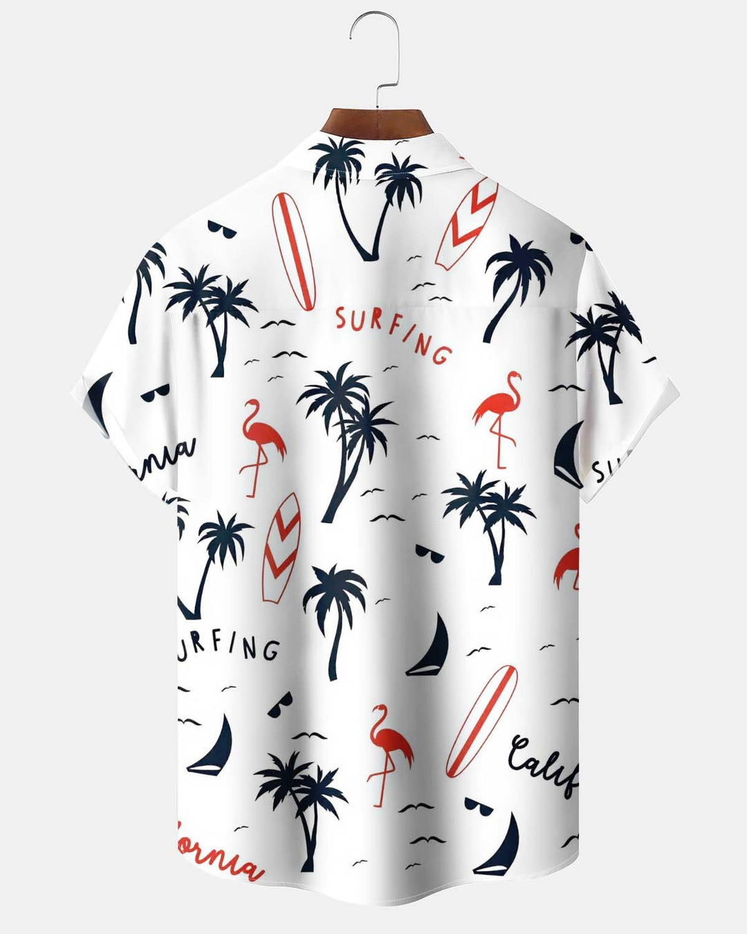 Alohadaddy® Men’s Short-Sleeve Button-Down Shirt with Palm Tree Print and Pocket